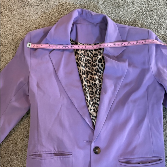 Purple blazer satin leopard lining real pockets - Picture 7 of 10